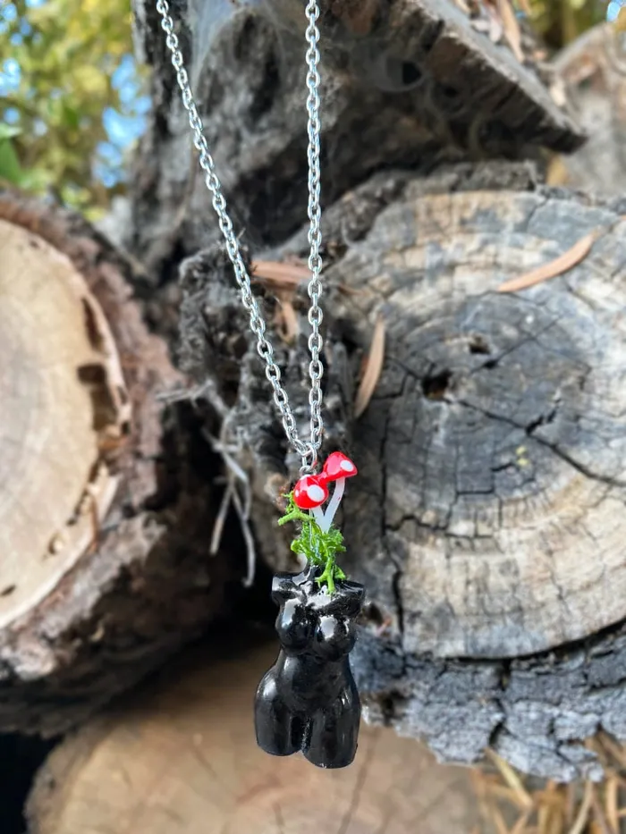 The Kinky Peach Vibrators Mushroom Torso Earrings Necklace