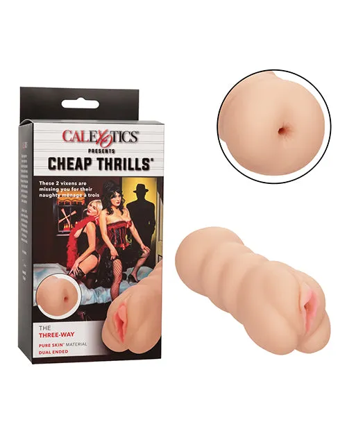 Cheap Thrills The ThreeWay Dual Ended Masturbator Ivory Cal Exotics Male Sex Toys Cheap Thrills The ThreeWay Dual Ended Masturbator Ivory Cal Exotics Male Sex Toys
