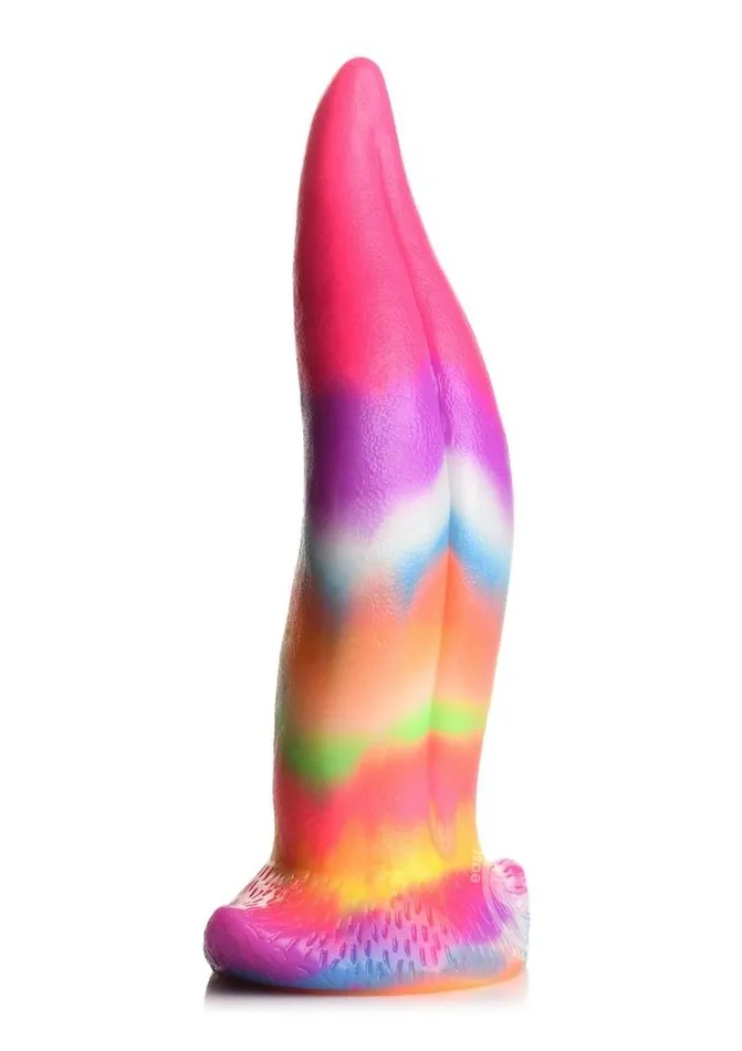 Creature Cocks Unicorn Tongue Glow in the Dark Silicone Dildo Rainbow XR Brands Dildos