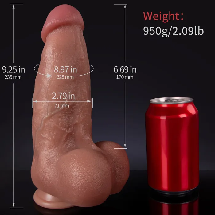 Dildos QUTOYS QUTOYS 279 Diameter Double Layer Silicone Huge Dildobrown