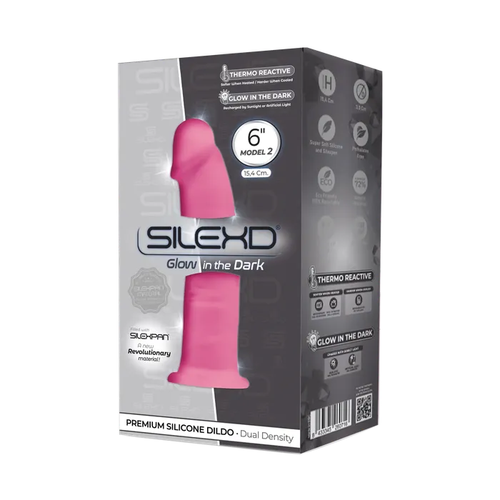 Dildos Vice Distribution Silexd 6 inch Model 2 Pink Glow In The Dark Thermo Reactive Premium Silicone Memory dildo