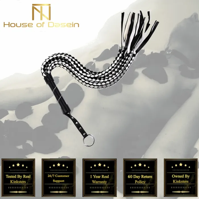 House of Dasein Couples Floggers 88Cm Black White Woven Flogger Bdsm Spanking Play Sex Whip