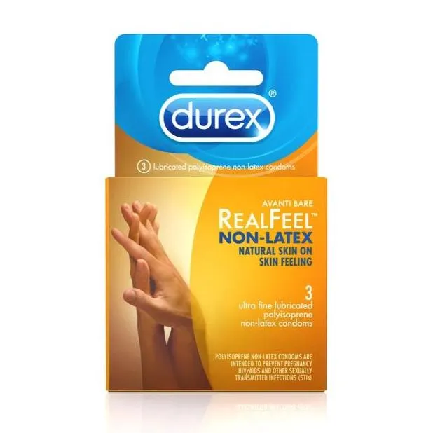 Male Sex Toys Real Feel Non Latex Condoms Pack of 3 Durex