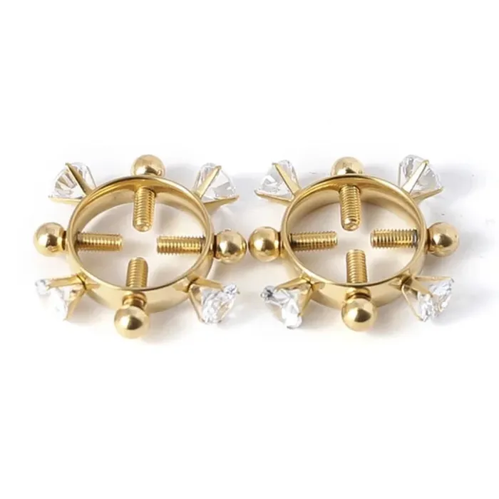 Nipple Clitoral Toys Bdsm 2Pcs Nipple Clamps Stainless Steel Crystal Ring Breast Clips Stimulator Erotic Sm Toys For Women 5 Colors Choose House of Dasein Couples