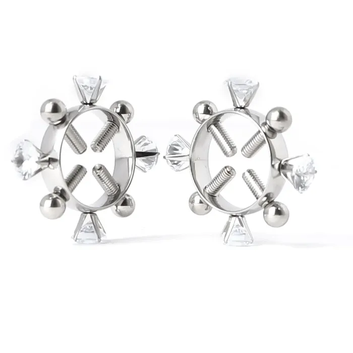 Nipple Clitoral Toys Bdsm 2Pcs Nipple Clamps Stainless Steel Crystal Ring Breast Clips Stimulator Erotic Sm Toys For Women 5 Colors Choose House of Dasein Couples