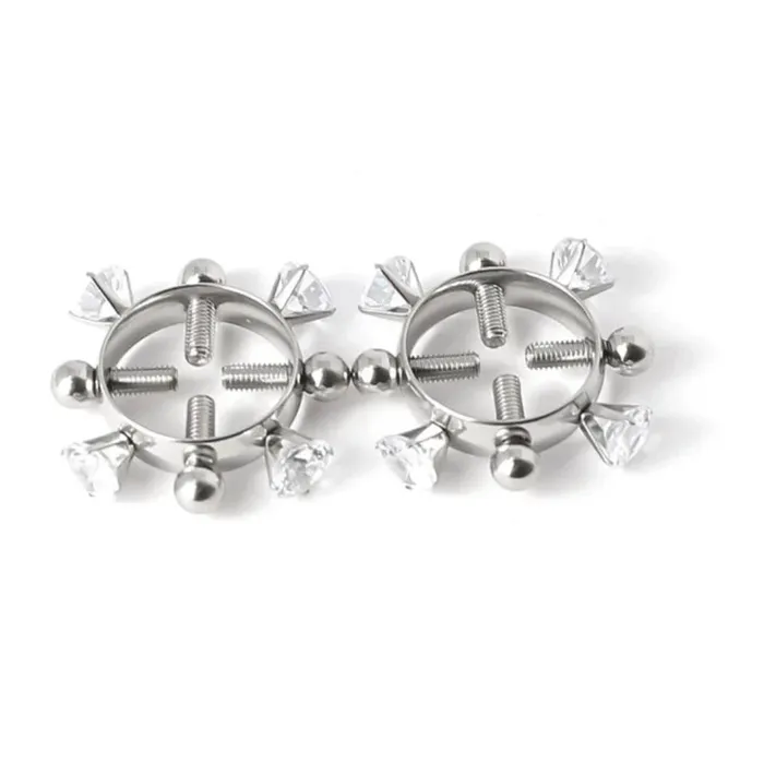Nipple Clitoral Toys Bdsm 2Pcs Nipple Clamps Stainless Steel Crystal Ring Breast Clips Stimulator Erotic Sm Toys For Women 5 Colors Choose House of Dasein Couples