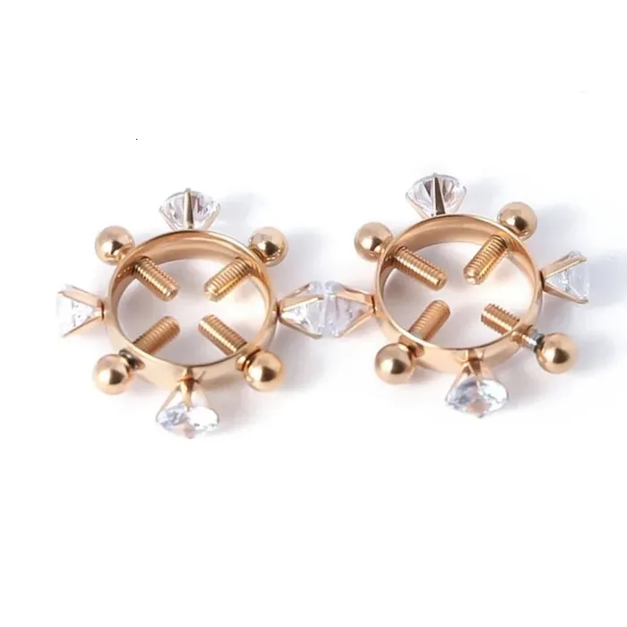 Nipple Clitoral Toys Bdsm 2Pcs Nipple Clamps Stainless Steel Crystal Ring Breast Clips Stimulator Erotic Sm Toys For Women 5 Colors Choose House of Dasein Couples