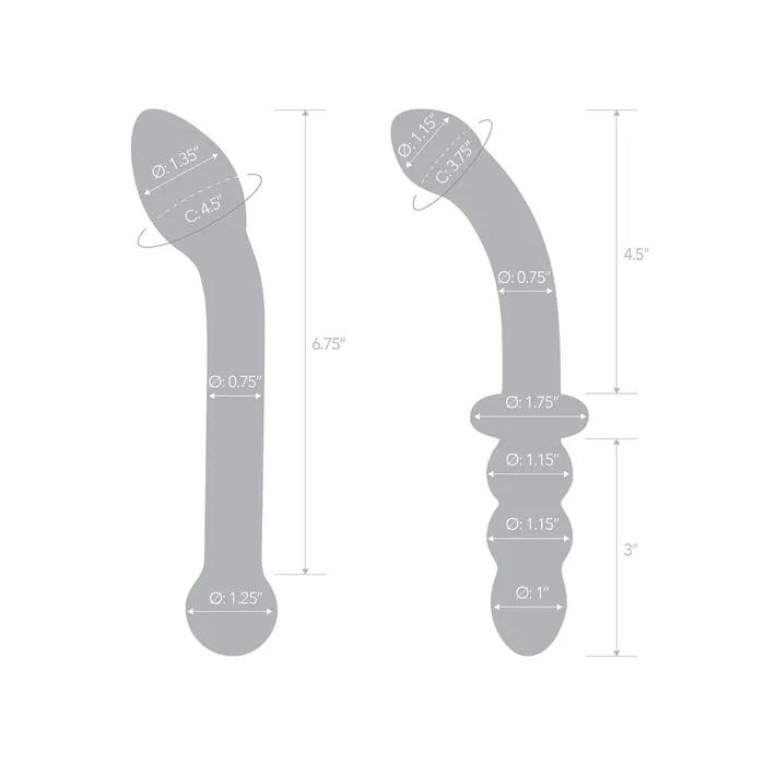 Dildos GLAS 2PC GSPOT PLEASURE GLASS DILDO SET ELECTRIC NOVELTIES