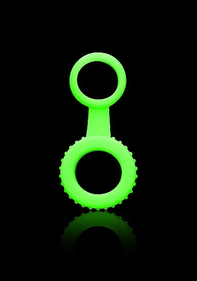 Female Sex Toys Shots America LLC Ouch Glow in the Dark Cockring Ball Strap Neon Green