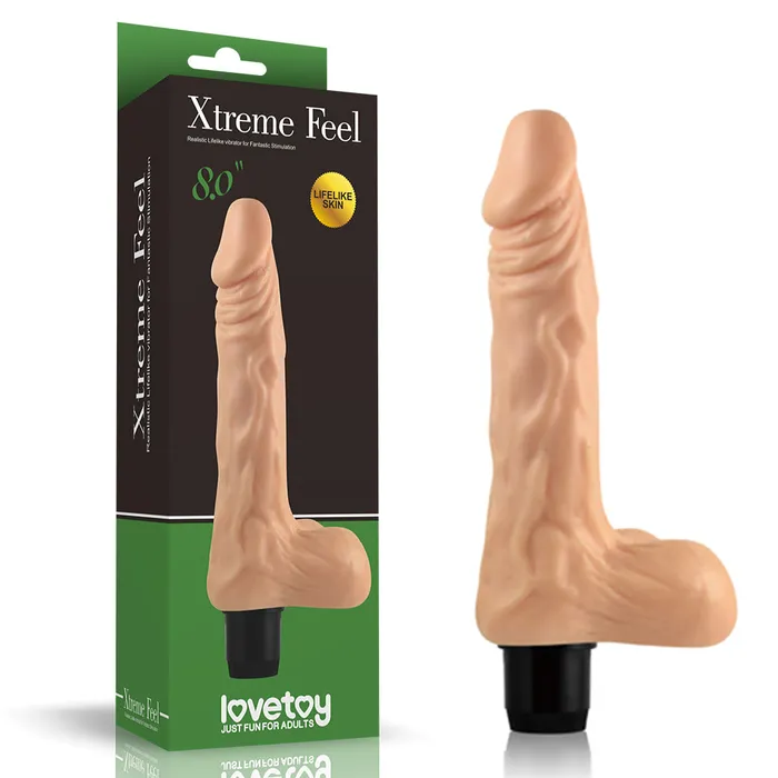 LoveToy Female Sex Toys 8inch Xtreme Feel Cyberskin Vibrator with Balls
