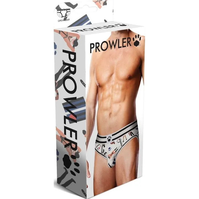 Prowler Mens Underwear Prowler Leather Pride Open Brief Large White